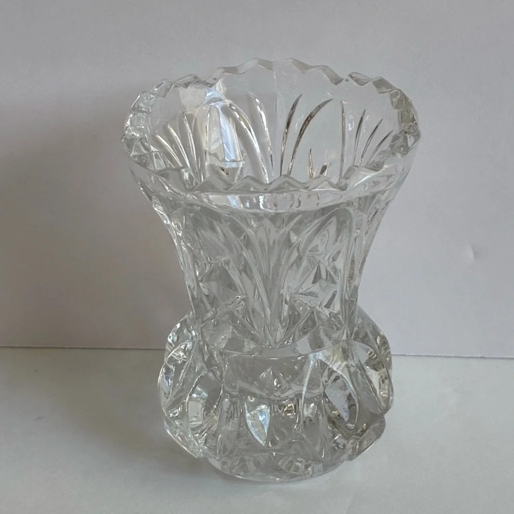 Vintage Clear Cut Crystal Small Vase Toothpick Matchstick Holder Decor 2x3